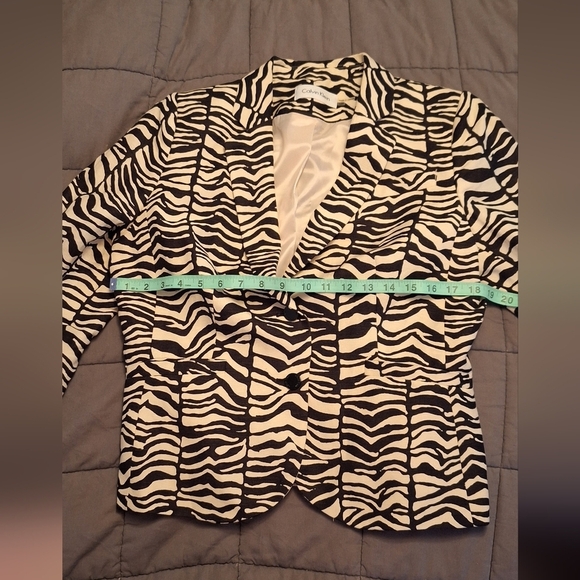 Calvin Klein Zebra Print 12P Blazer Jacket Office Business Casual 100% polyester - Picture 4 of 7